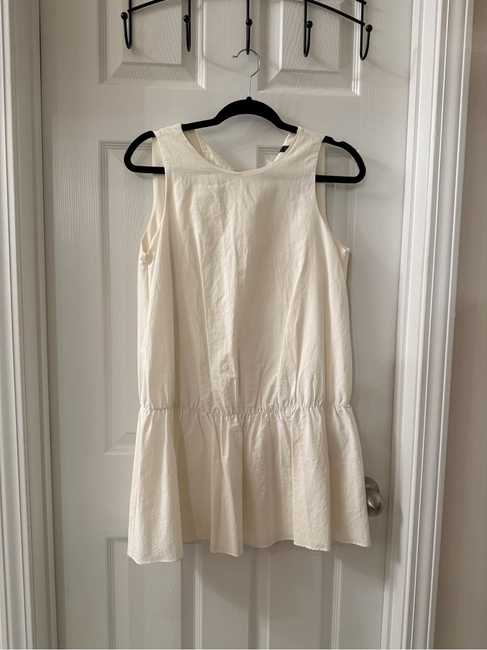 Zara Cream Sleeveless Drop-Waist Mini Dress